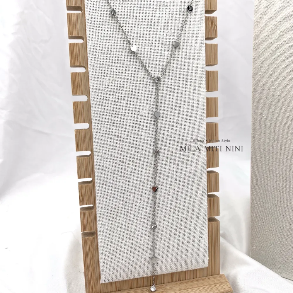 Punto Luce a Y -Collana Corta in Acciaio - CAC-413-532 (Argento)