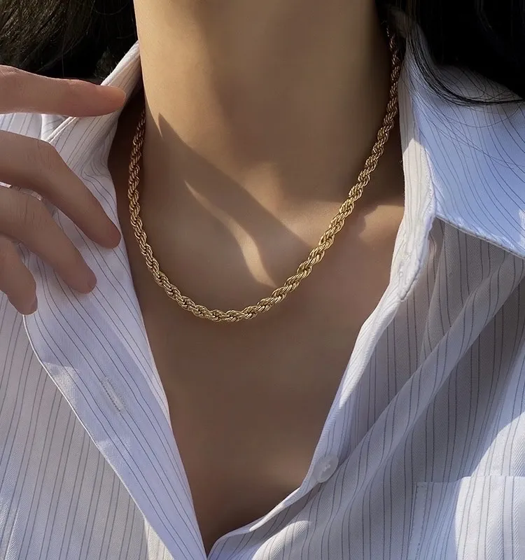 Torchon 5mm-Collana Corta in Acciaio - CAC-413-5mm