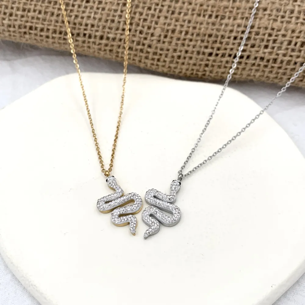 Serpente -Collana Corta in Acciaio - CAC-450-427 (Argento)