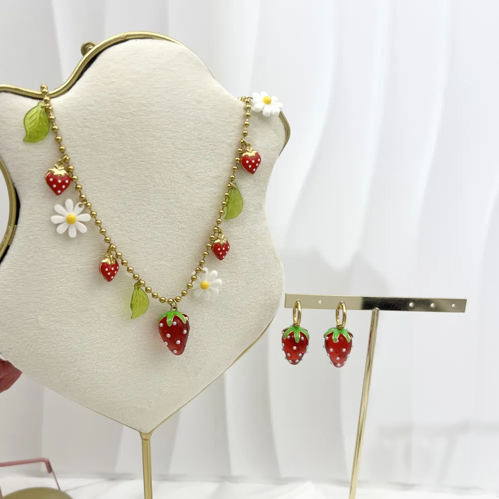 Fragola Margherita -Collana Corta in Acciaio - CAC-732-386
