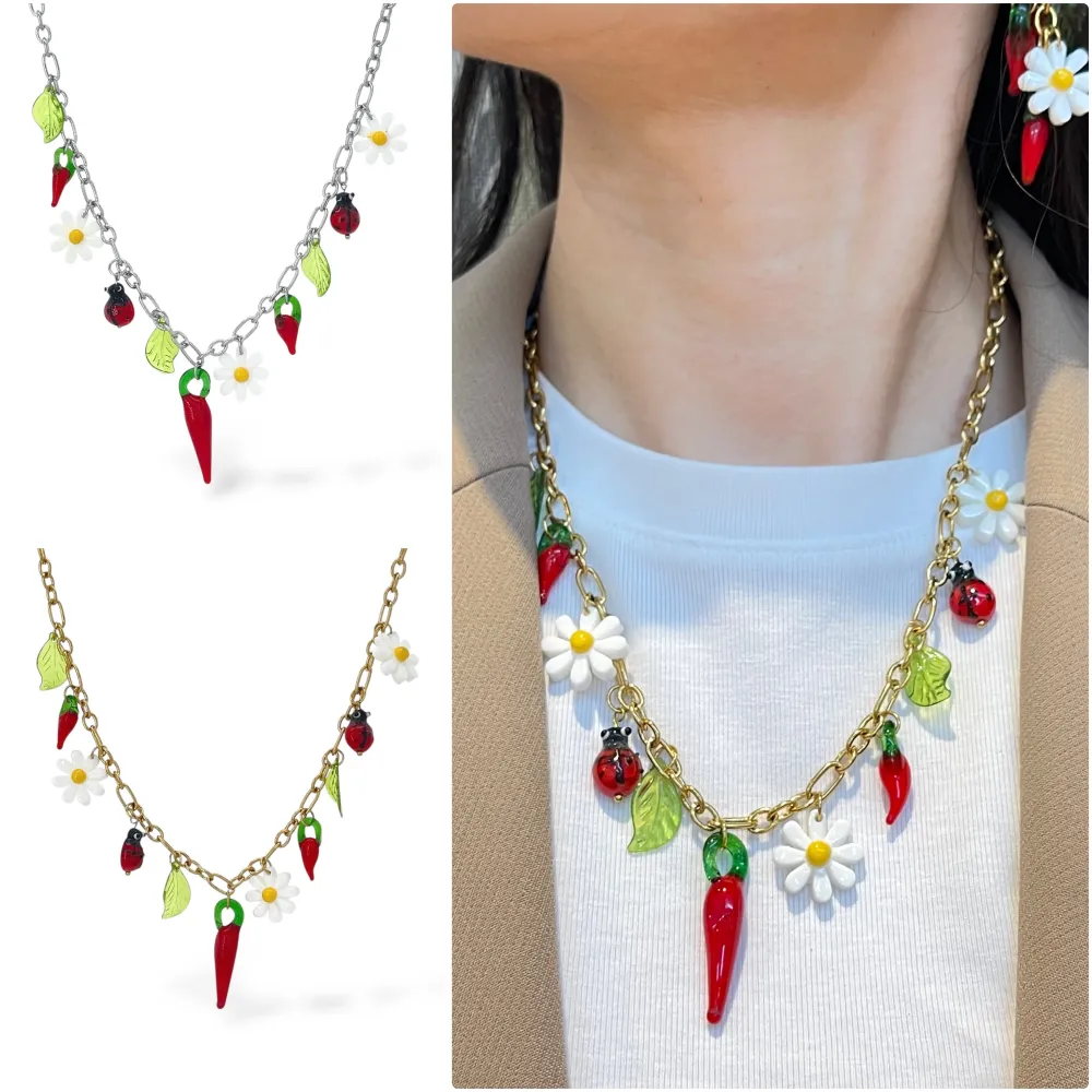 Cornino Cocinella Margherita -Collana Corta in Acciaio - CAC-732-405 (Argento)