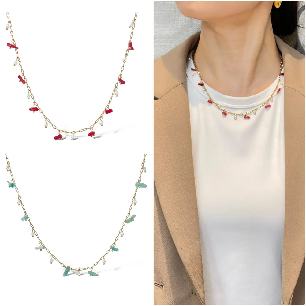 Perline Colorate-Collana Corta in Acciaio - CAC-735-23-57