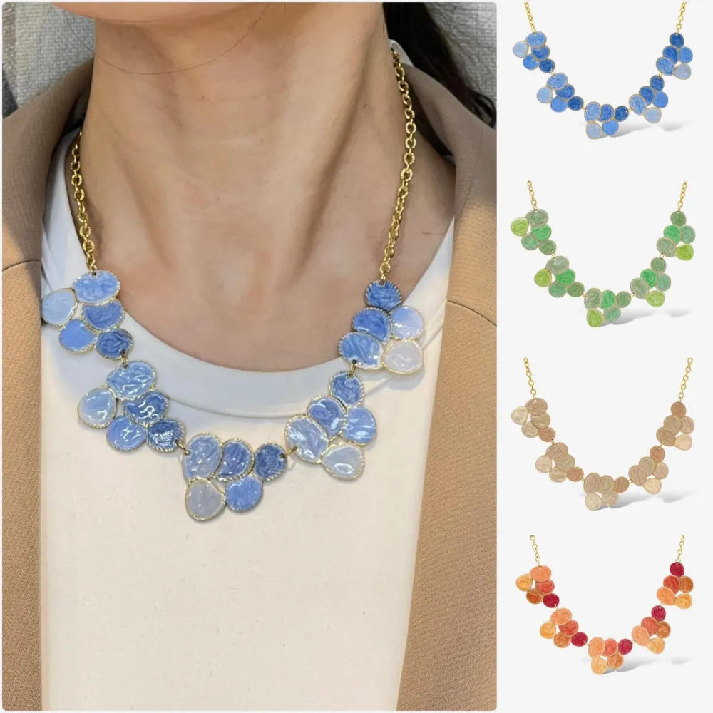 Goccia Smaltata -Collana Corta in Acciaio - CAC-735-354