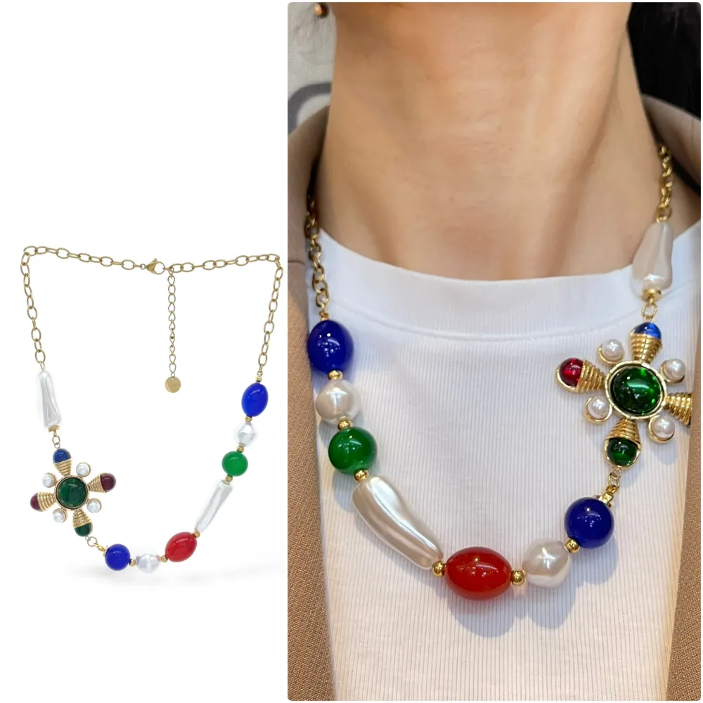 [CAC-765-71] Ovale Croce -Collana Corta in Acciaio - CAC-765-71