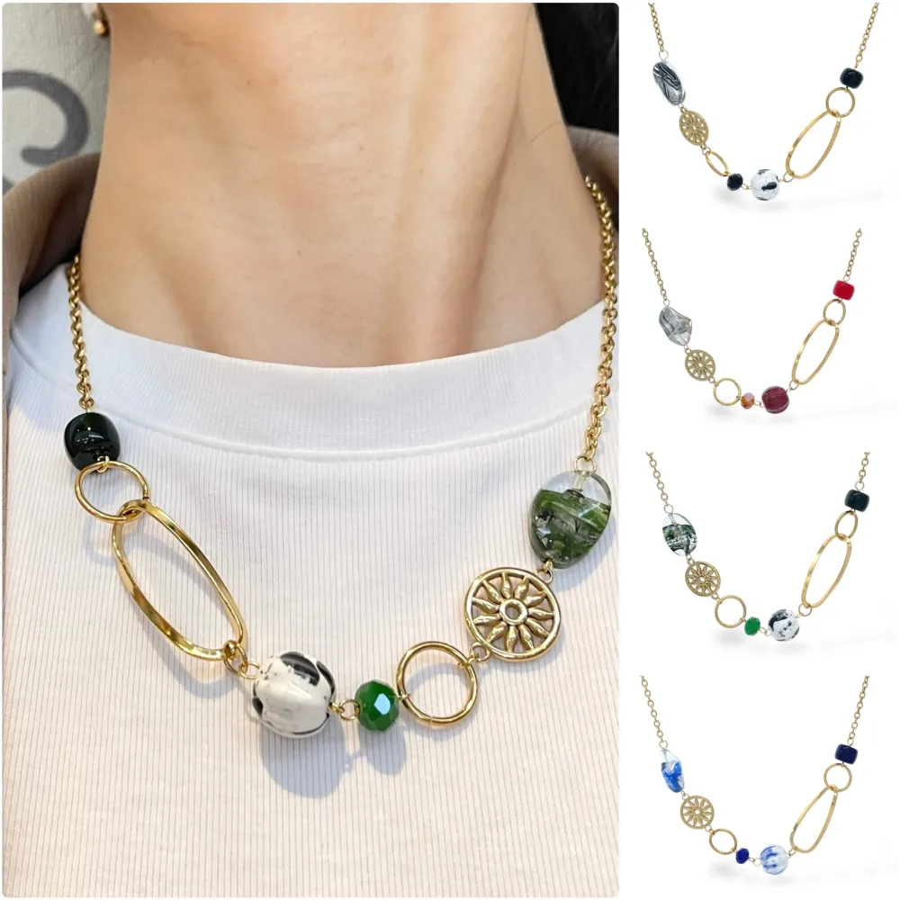[CAC-765-82] Ovale -Collana Corta in Acciaio - CAC-765-82 (MIX)