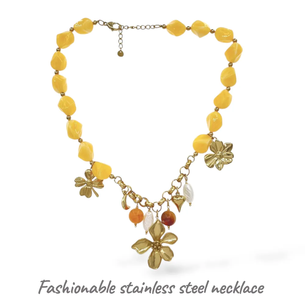 Fiore-Collana Corta in Acciaio - CAC-794-60