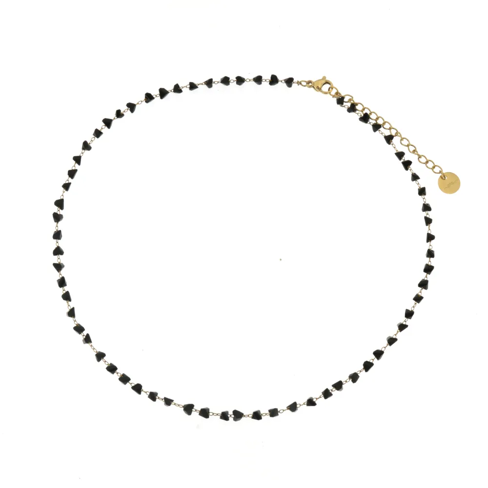 CAC-Palline Triangolare 5303 - Collana Corta in Acciaio - CAC-Palline Triangolare 5303 - Collana Corta in Acciaio (Nero/Argento)