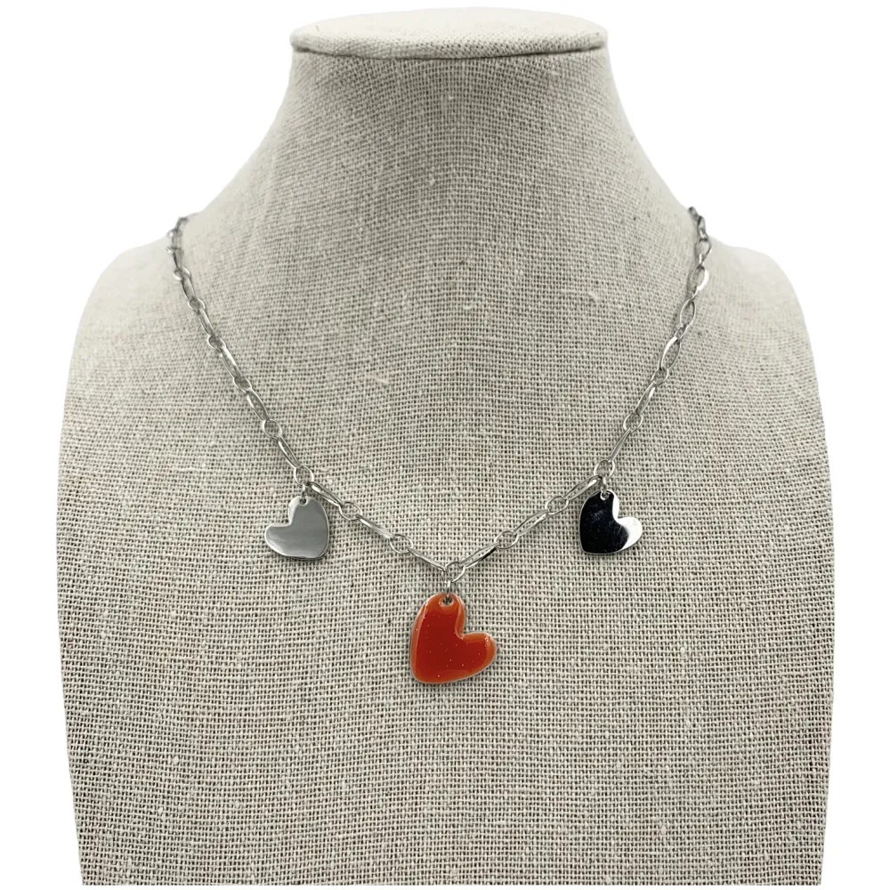 CAC5828-Cuore Smaltato-Collana Corta in Acciaio - CAC104-42