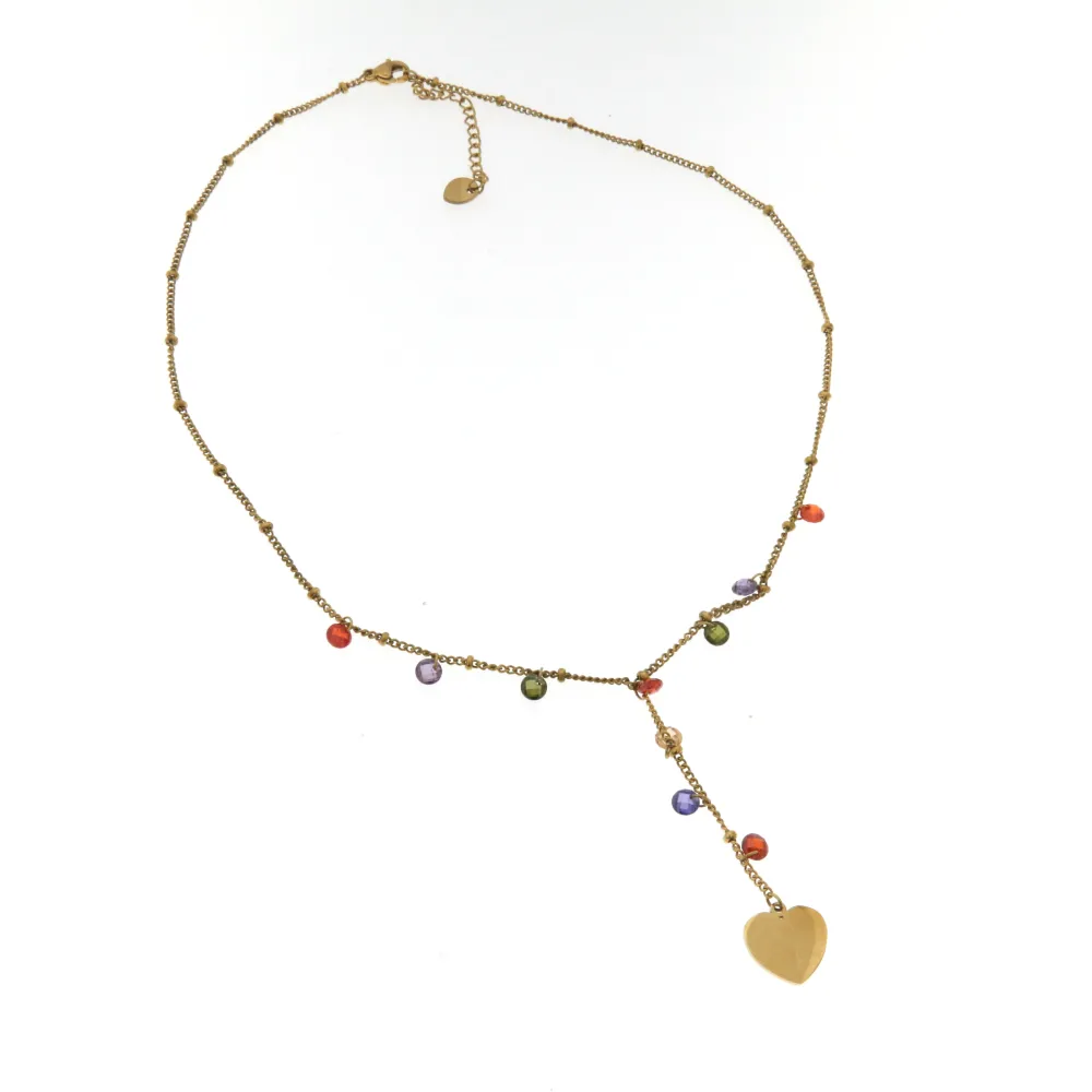 Cuore e Zirconi 3097 - Collana Corta in Acciaio - CAC104-56A