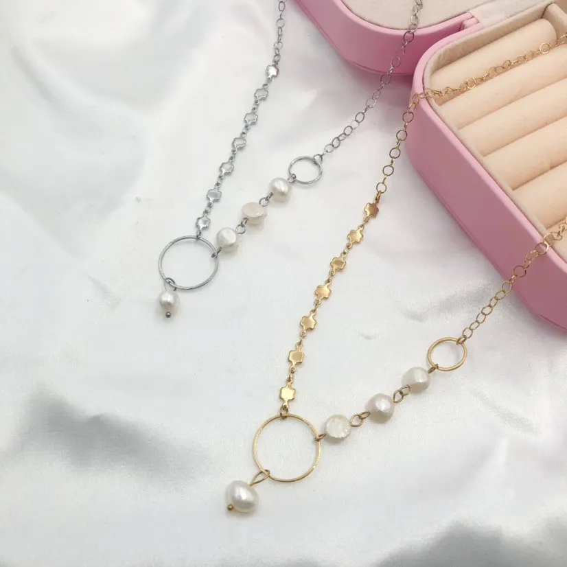 Perla Cerchio-Collana Corta in Acciaio - CAC329-10