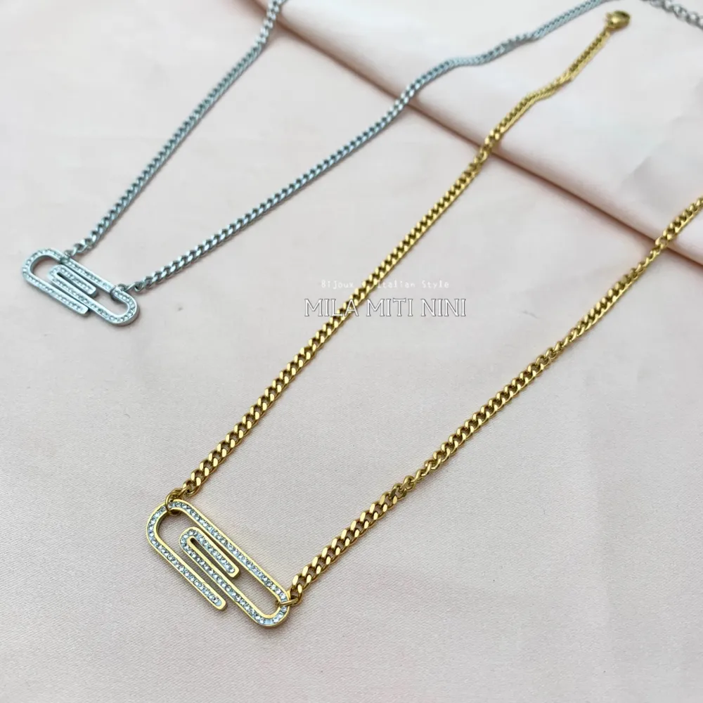 CAC413-1578-Grafetta-Collana Corta in Acciaio - CAC413-1578-Grafetta-Collana Corta in Acciaio