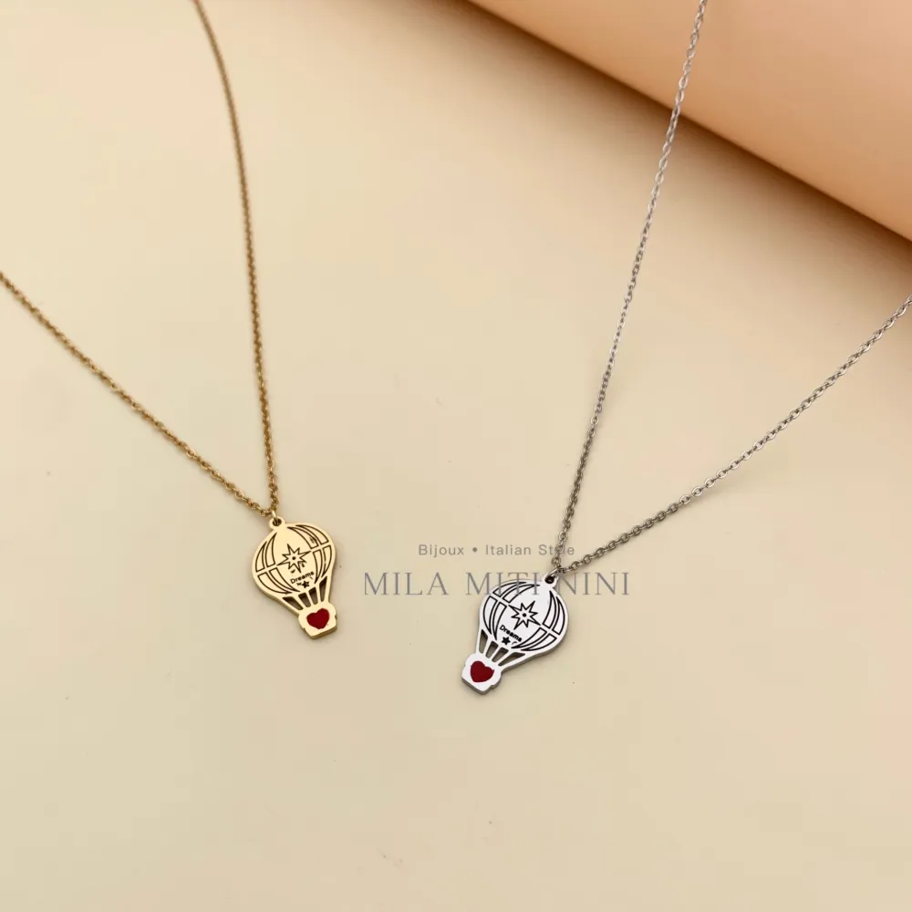 Mongolfiera Smaltata-Collana Corta in Acciaio - CAC413-1641