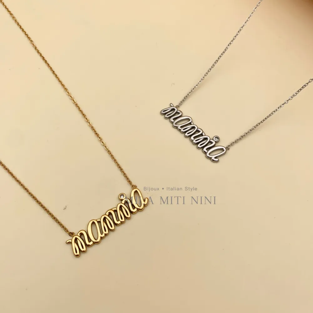 Mamma-Collana Corta in Acciaio - CAC413-1673 (Oro Giallo)