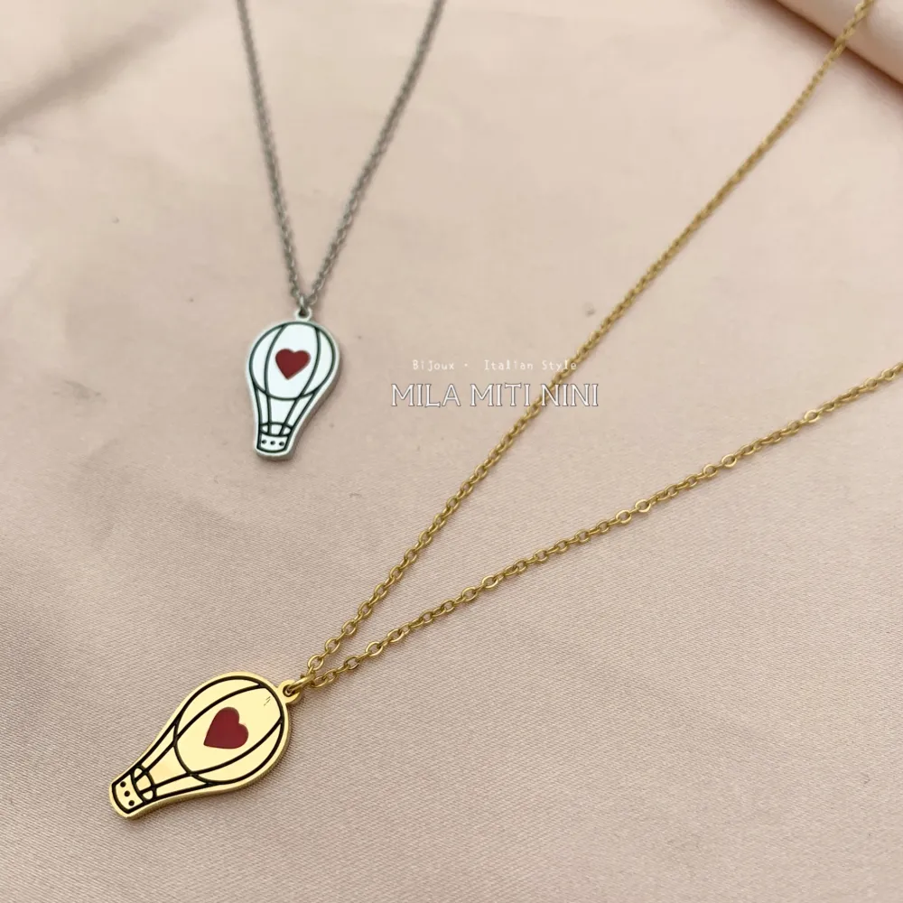 CAC413-1682-Mongolfiera-Collana Corta in Acciaio - CAC413-1682-Mongolfiera-Collana Corta in Acciaio (Argento)