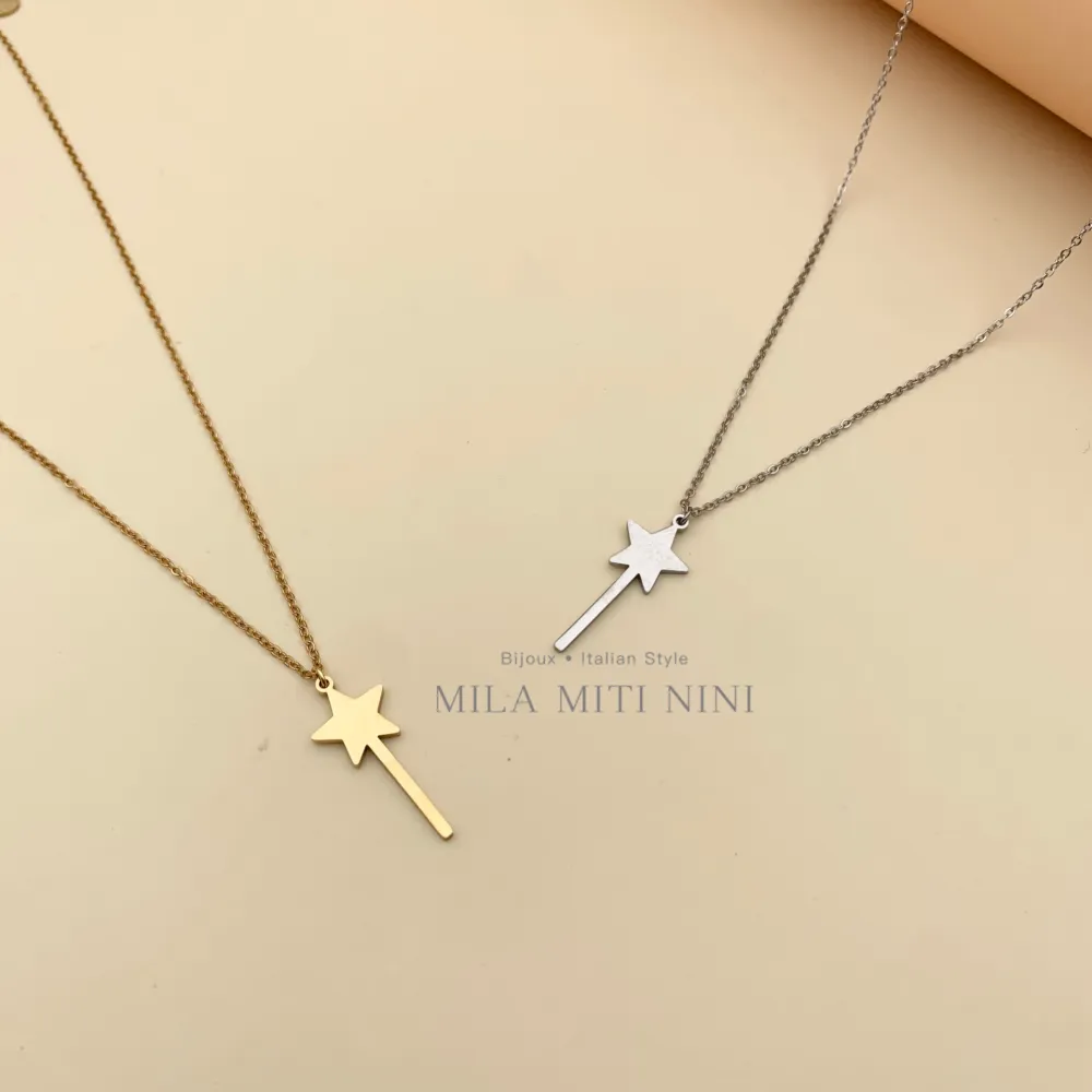 Bacchetta Magica-Collana Corta in Acciaio - CAC413-1706 (Oro Giallo)