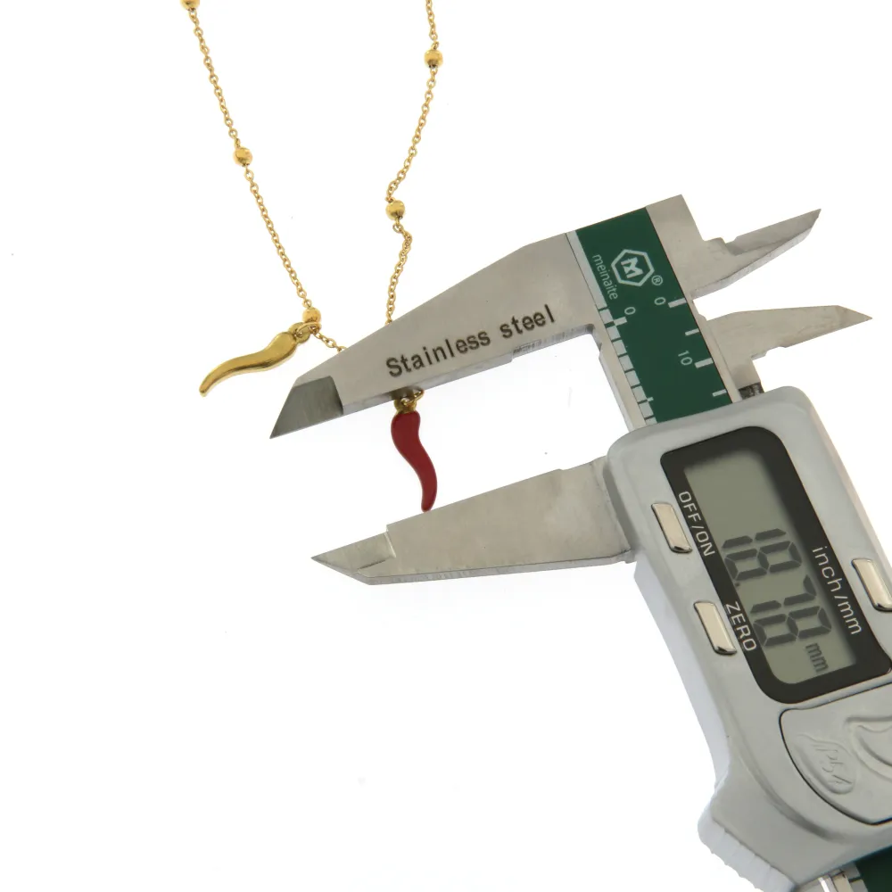 CAC6611-Doppio Cornino- Collana Girocollo in Acciaio - CAC413-2075-2143-Doppio Cornino- Collana  in Acciaio (Nero/Argento)