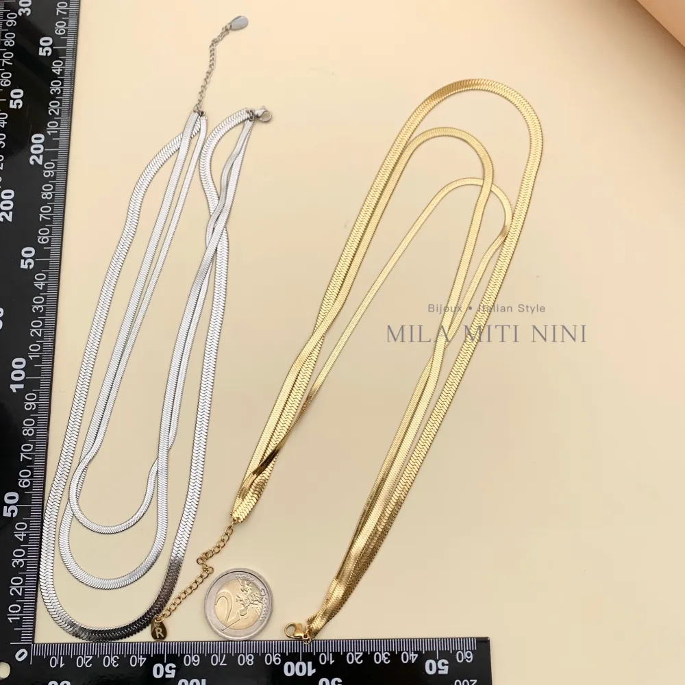 Multifilo Serpente-Collana Corta in Acciaio - CAC413-2108 (Oro Giallo)