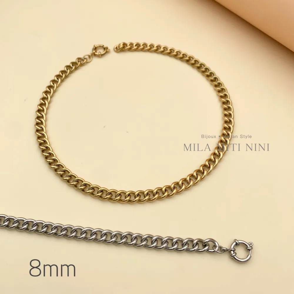 Groumette 8mm-Collana Corta in Acciaio - CAC413-2485
