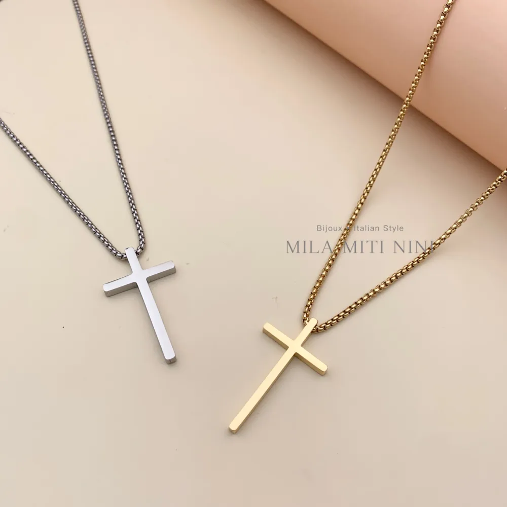 Croce Grande-Collana Corta in Acciaio - CAC450-276C