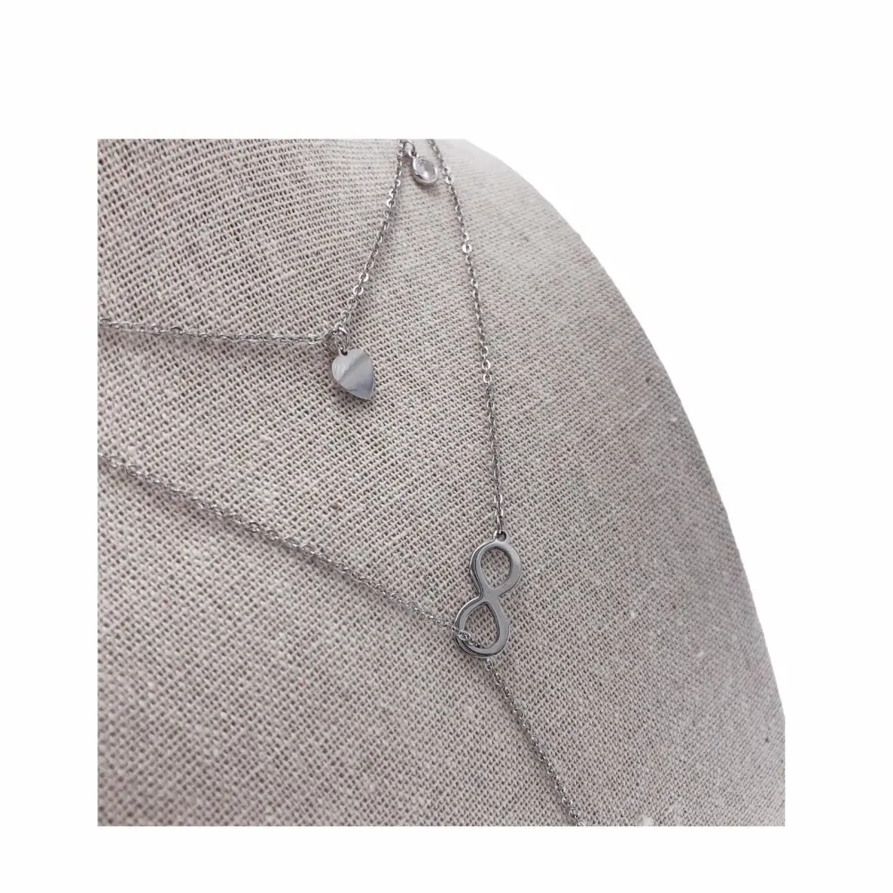 CAC4573-Cuore Infinito-Collana Doppio filo in Acciaio - CAC4573-Cuore Infinito-Collana Doppio filo in Acciaio (Argento)