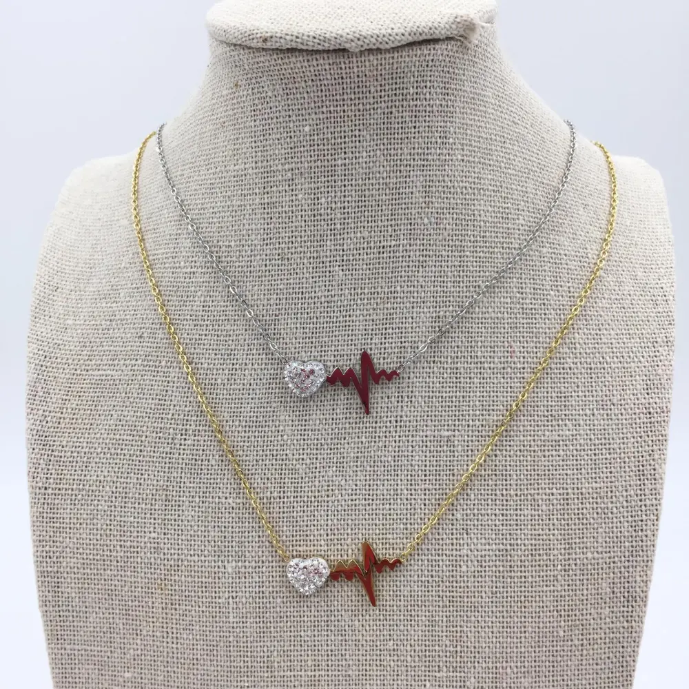 CAS- Cuore Battito 4616 - Collana in Acciaio con Strass - CAC4616- Battito Cuore- Collana in Acciaio con Strass