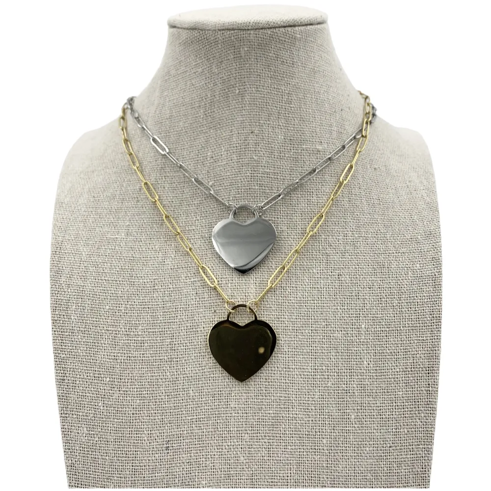 CAC5827-Cuore- Collana Corta in Acciaio - CAC5827-Cuore- Collana Corta in Acciaio