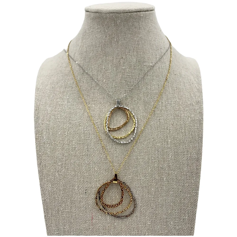 CAC5834-Tre Cerchi -Collana Corta in Acciaio - CAC5834-Tre Cerchi -Collana Corta in Acciaio