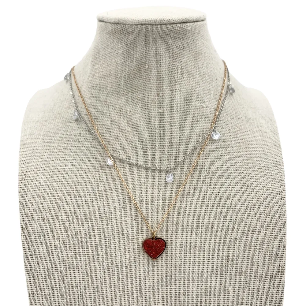 [CAC5840-Cuore e Zirconia - Collana Corta Multifilo in Acciaio] CAC5840-Cuore e Zirconia - Collana Corta Multifilo in Acciaio - CAC5840-Cuore e Zirconia - Collana Corta Multifilo in Acciaio