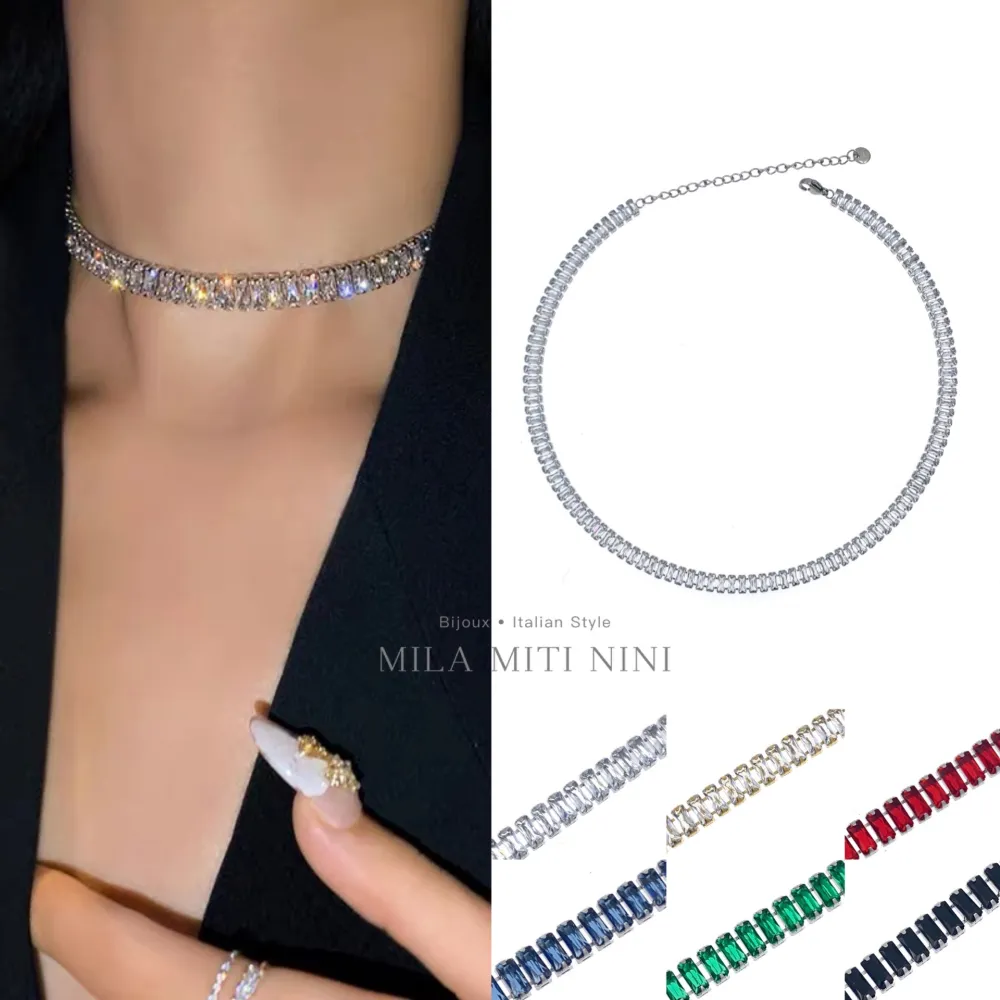 Tennis Rettangolare-Collana Corta in Acciaio - CAC600-B131