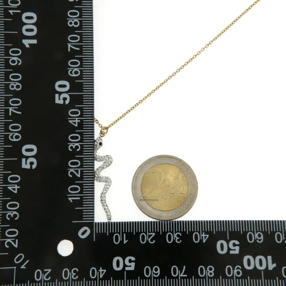 [CAC6339-Serpente - Girocollo in Acciaio con Strass] Serpente - Girocollo in Acciaio con Strass - CAC6339-Serpente - Girocollo in Acciaio con Strass (Argento)