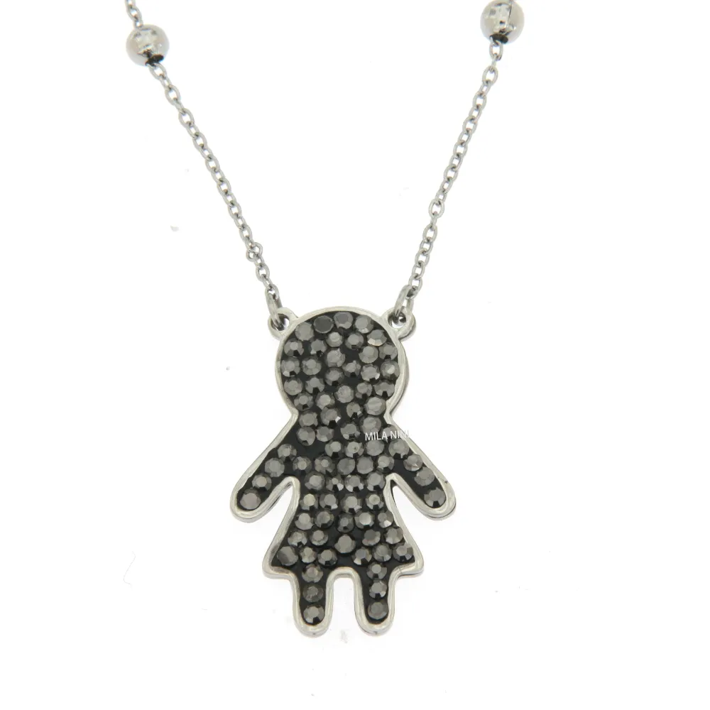 Bimba - Girocollo in Acciaio con Strass - CAC6359-Bimba - Girocollo in Acciaio con Strass