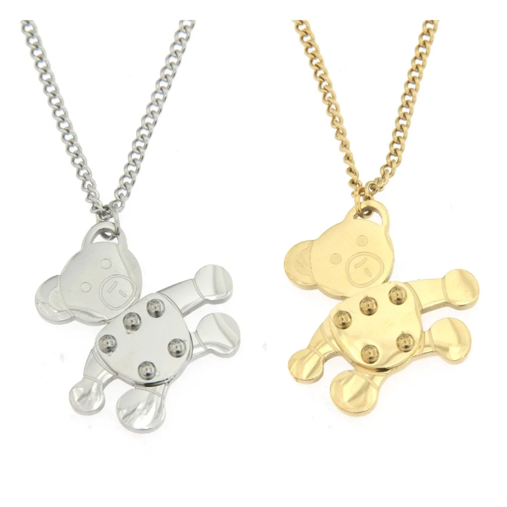 Orsetto Liscio  - Girocollo in Acciaio con Strass - CAC6364-Orsetto Liscio  - Girocollo in Acciaio con Strass