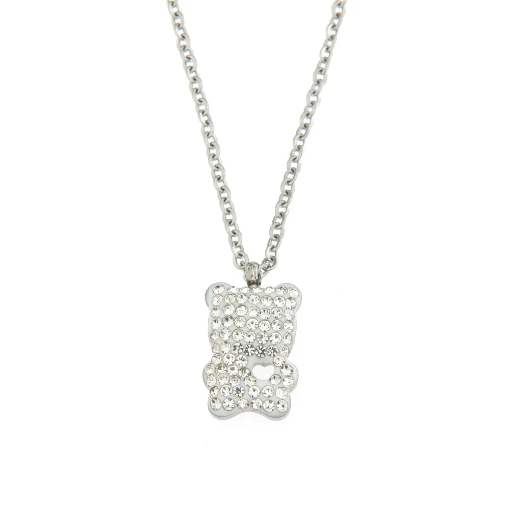 Orsetto - Girocollo in Acciaio con Strass - CAC6388-Orsetto - Girocollo in Acciaio con Strass