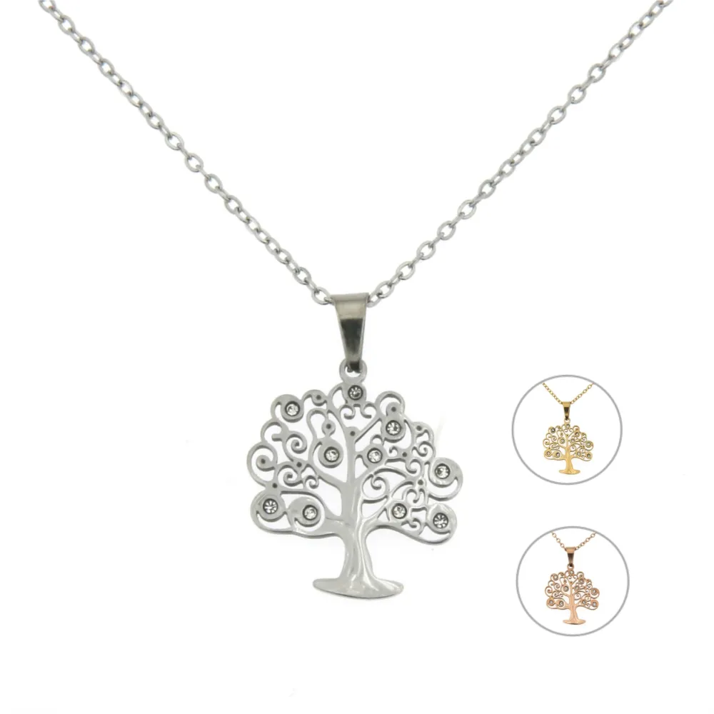 CAC6397-Albero della Vita- Collana Corta in Acciaio - CAC6397-Albero della Vita- Collana Corta in Acciaio (Argento)