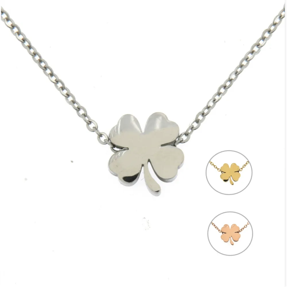 CAC6420-Quadrifoglio- Collana Corta in Acciaio - CAC6420-Quadrifoglio- Collana Corta in Acciaio