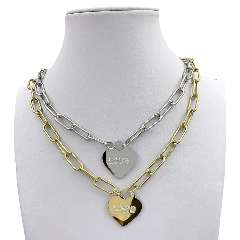 CAC64451-Cuore Love- Collana Corta in Acciaio - CAC6451-Cuore Love- Collana Corta in Acciaio