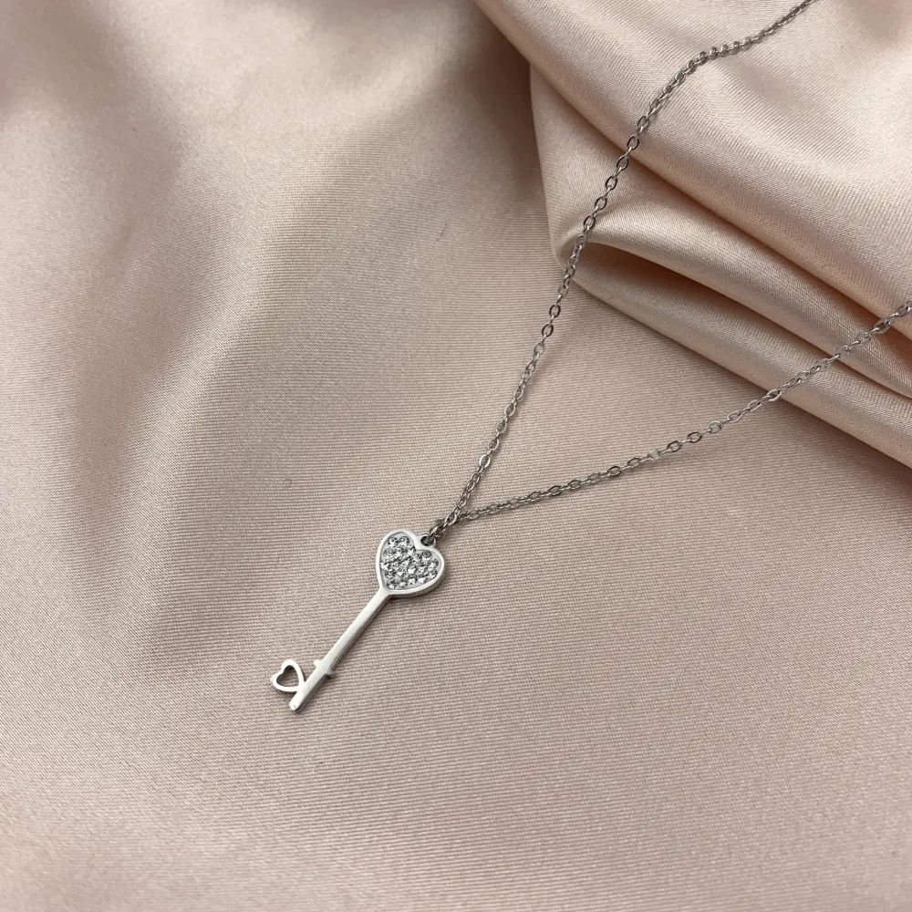 [CAC6713-Chiave Cuore-Collana Girocollo in Acciaio] CAC6713-Chiave Cuore-Collana Girocollo in Acciaio - CAC6713-Chiave Cuore-Collana Girocollo in Acciaio