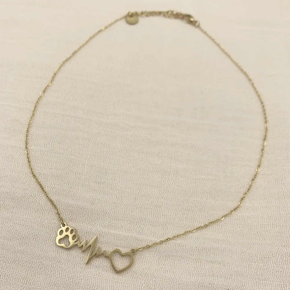 CAC7226-Battito Cuore Zampa- Collana Girocollo in Acciaio - CAC7226-Battito Cuore Zampa- Collana Girocollo in Acciaio (Argento)