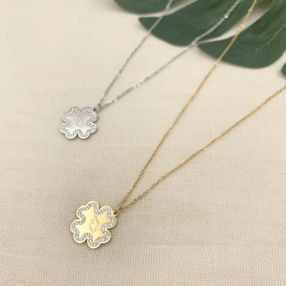 CAC7235-Quadrifoglio Amiche per Sempre-Collana Girocollo in Acc - CAC7235-Quadrifoglio Amiche per Sempre-Collana Girocollo in Acc (Argento)