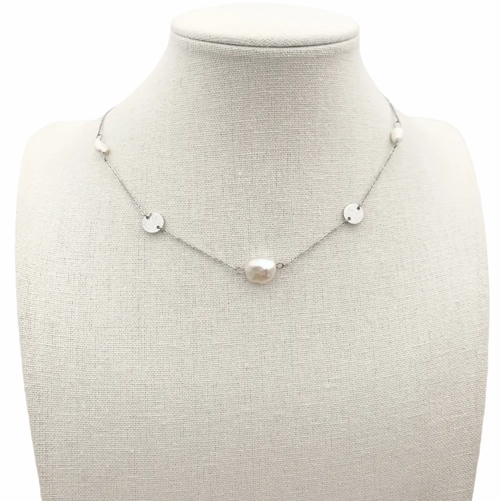 CAC7605-Perla -Collana Corta in Acciaio - CAC7605-Perla -Collana Corta in Acciaio