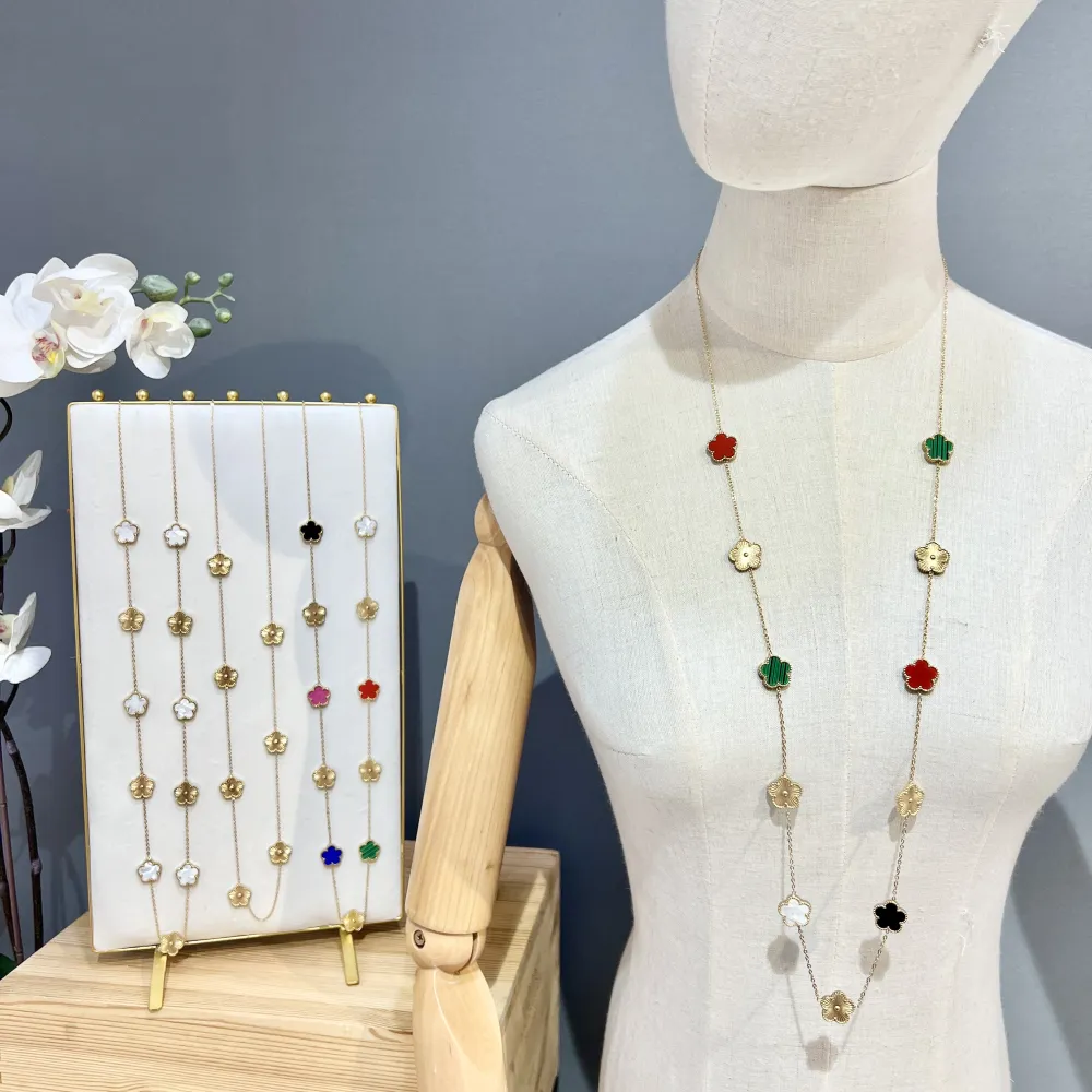 Fiore-Collana Lunga in Acciaio - CAL-103-AA3011 (Oro Giallo)