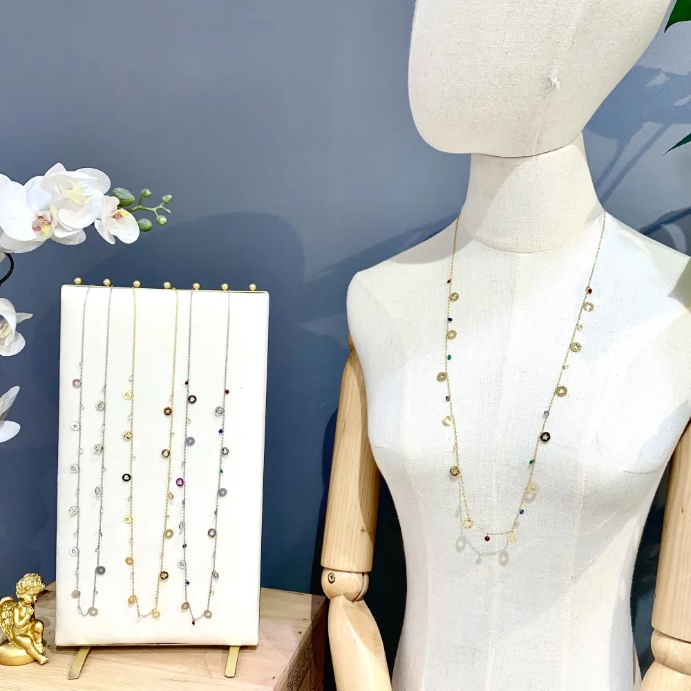 Stella e Zirconia-Collana Lunga in Acciaio - CAL-103-AA835N (MIX)