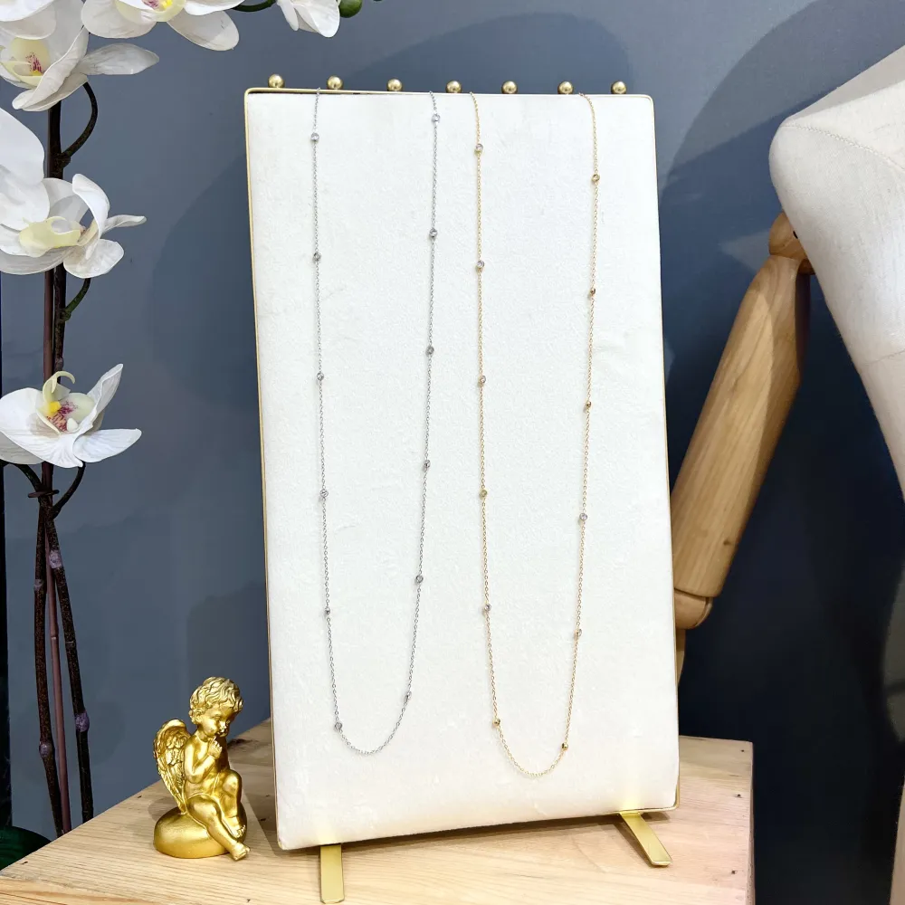 Punto Luce Copollina Zirconia-Collana Lunga in Acciaio - CAL-103-AS1380N (Oro Giallo)