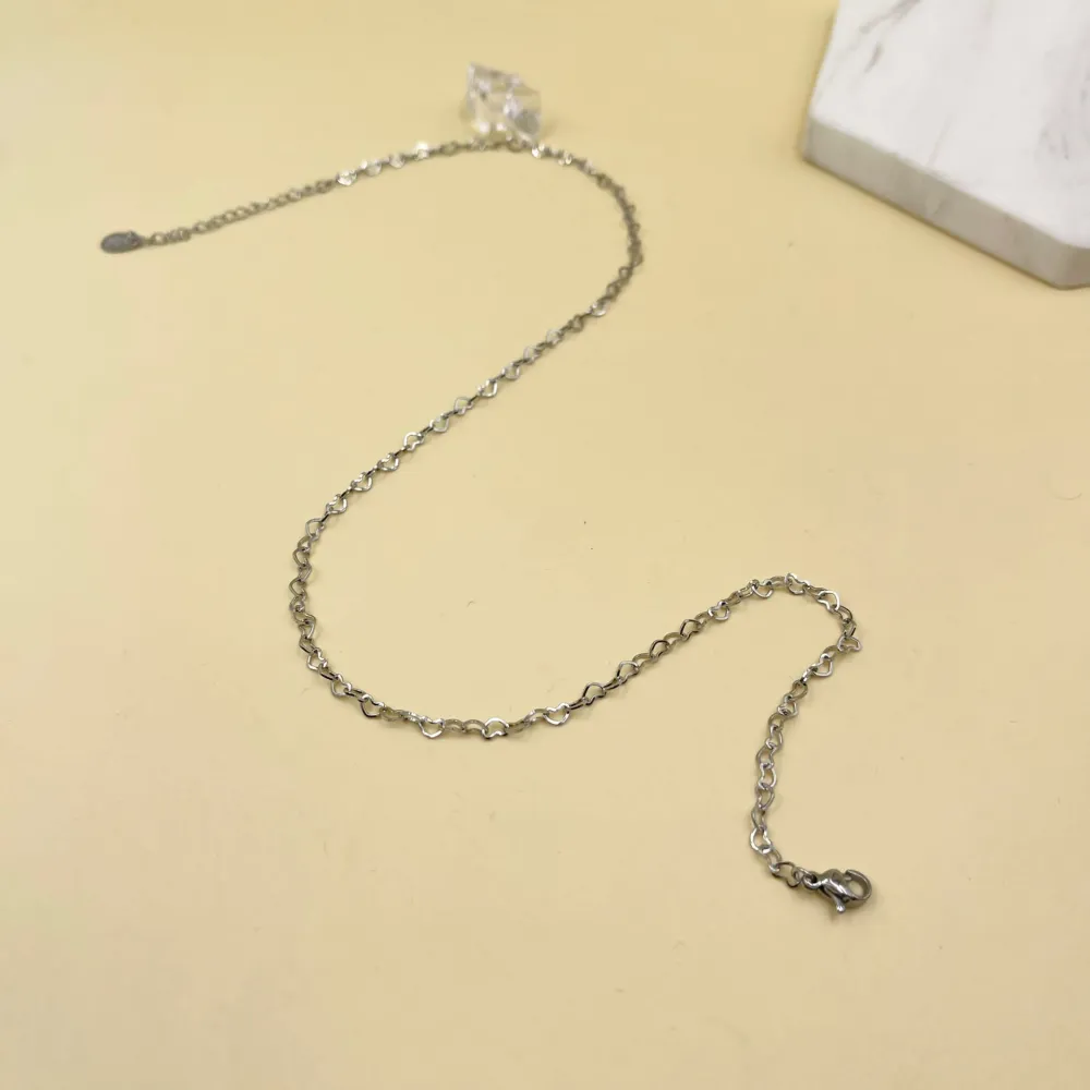 Catena Cuore 60cm-Collana Lunga in Acciaio - CAL-413-2054 (Argento)