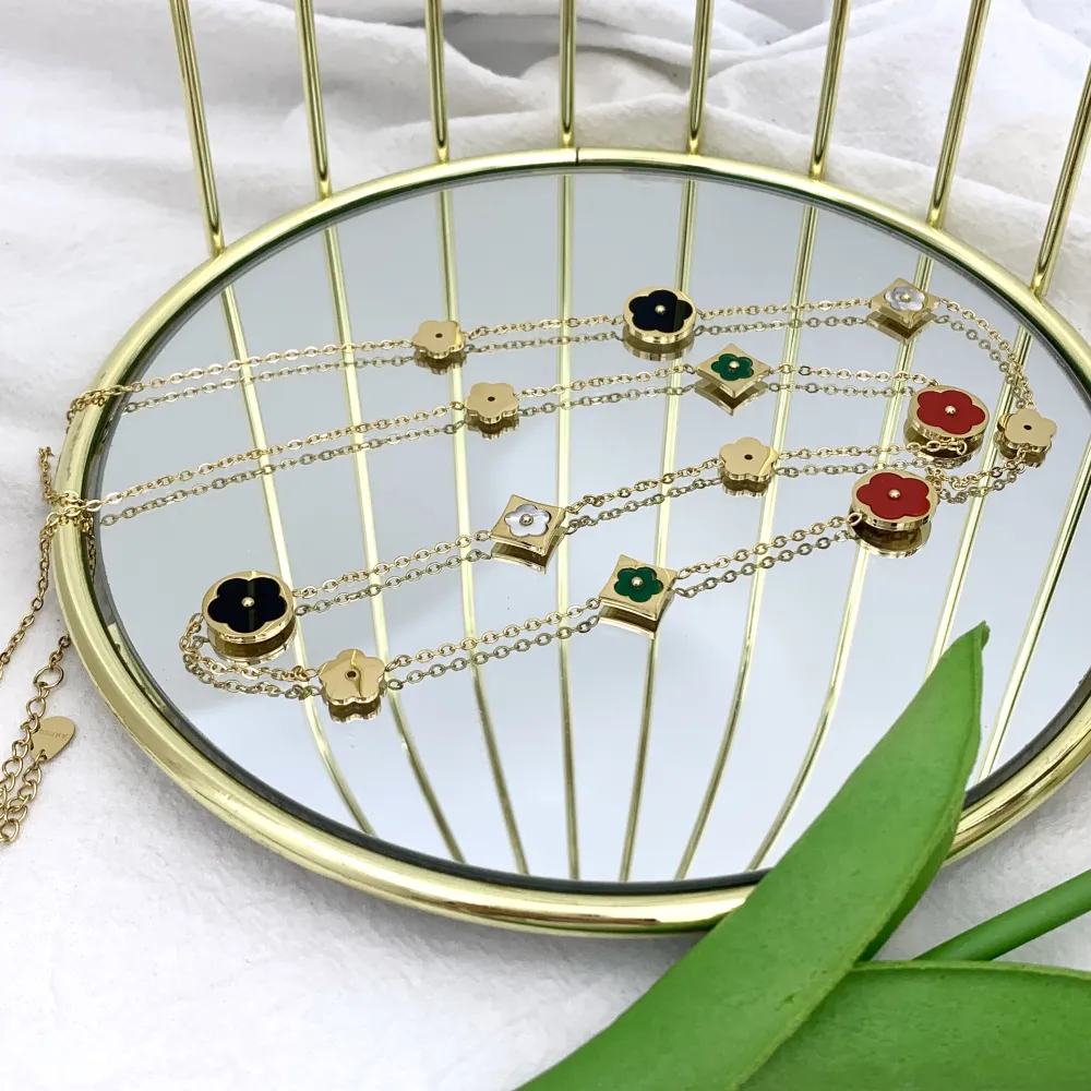 Fiore-Collana Lunga in Acciaio - CAL-413-2356
