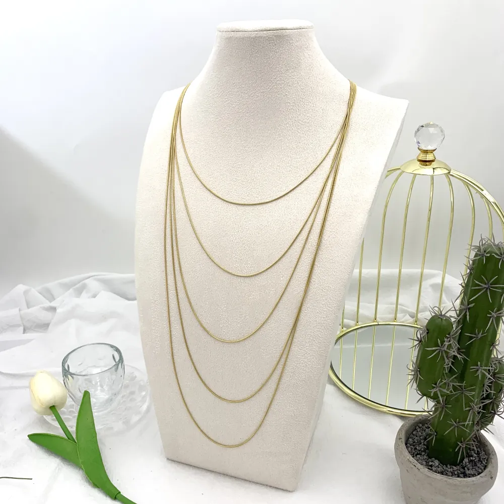 5 Fili Lunghi-Collana Lunga in Acciaio - CAL-413-2700 (Oro Giallo)