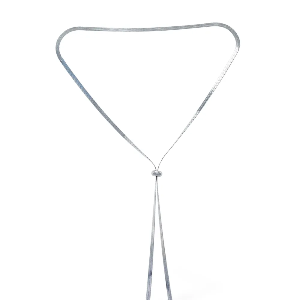 Catena a Serpente Con scorsoio-Collana Lunga in Acciaio - CAL-413-3635 (Argento)