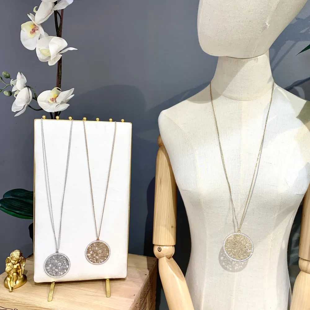 Albero della Vita-Collana Lunga in Acciaio - CAL-413-515 (Oro Giallo)