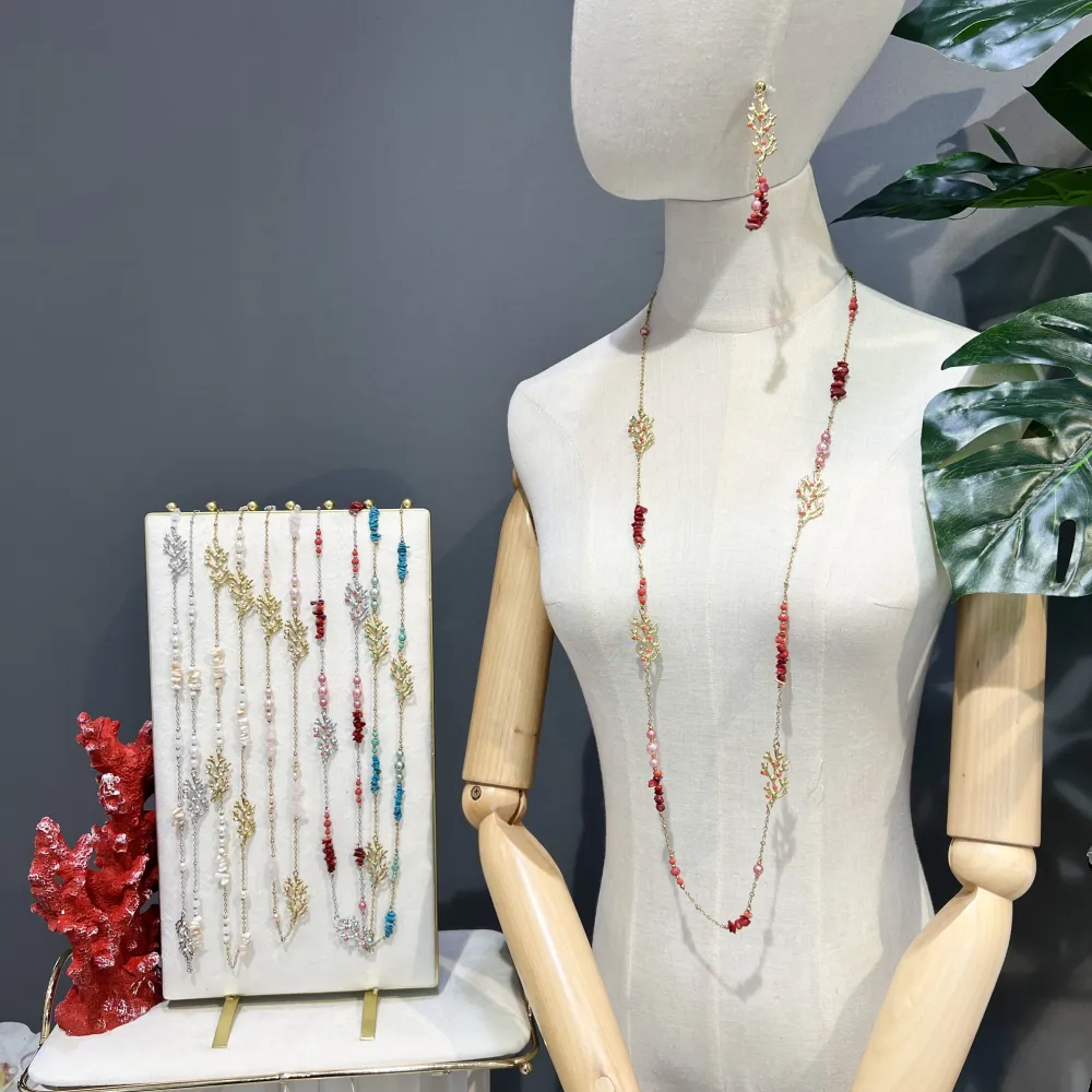 Corallo-Collana Lunga in Acciaio - CAL-732-302 (Turchese)