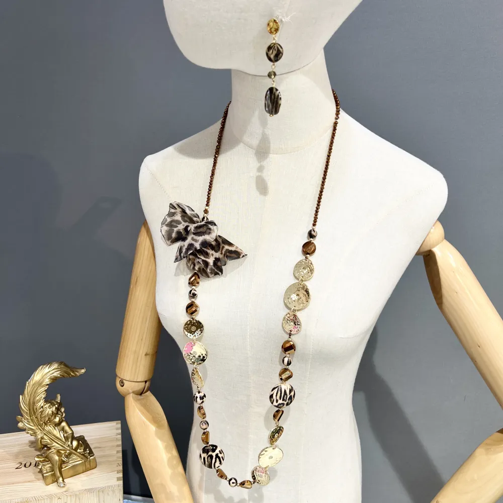 Fiore Maculato-Collana Lunga in Acciaio - CAL-732-454